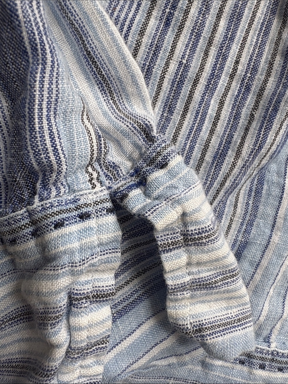 Lands' End Light Blue Striped Peasant Blouse - Picture 5 of 6